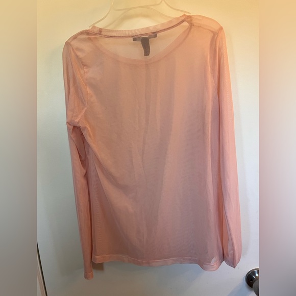 Light Pink Forever 21 Long Sleeve Mesh Shirt Size Large - Picture 3 of 5